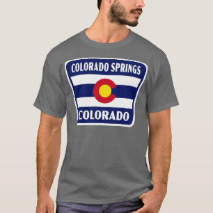 T-shirt Colorado Springs Colorado Retro Drapeau Badge Bleu