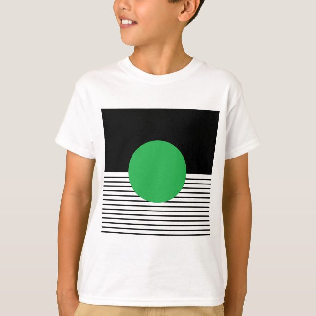 T-shirt Colorbloc noir blanc et cercle vert (Devant)