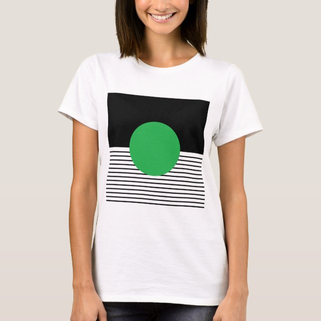 T-shirt Colorbloc noir blanc et cercle vert (Devant)