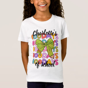 T-Shirt Coloré 100 Jours De Crayon Vert École Bow