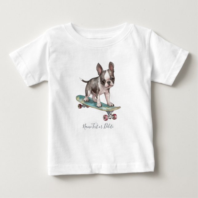 T-Shirt Colore À L'Aquarelle Boston Terrier (Devant)