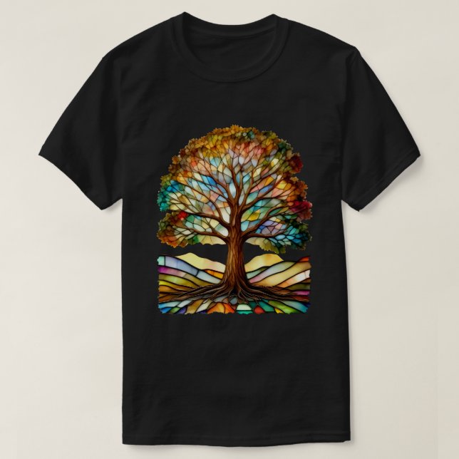 T-shirt Coloré Arbre en Verre (Design devant)