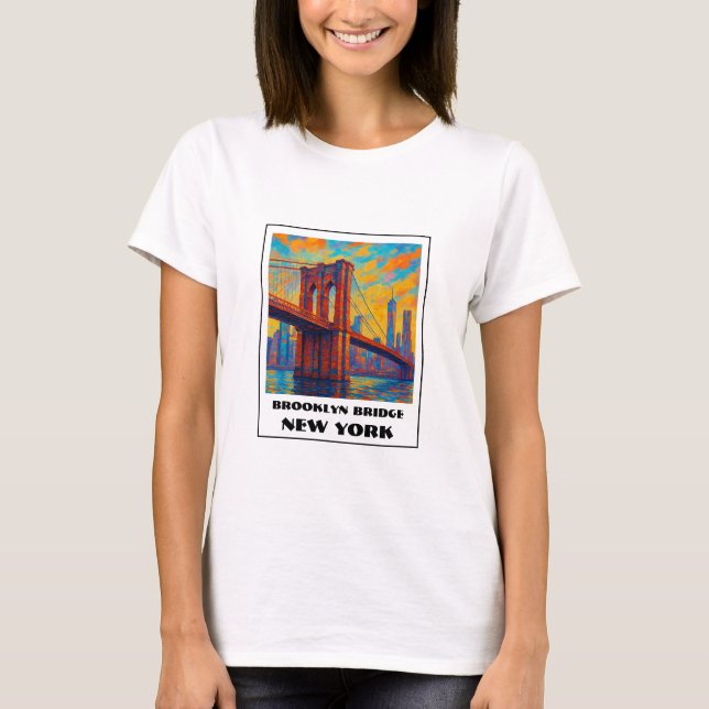 T-shirt Coloré Brooklyn Bridge NYC Voyage (Devant)