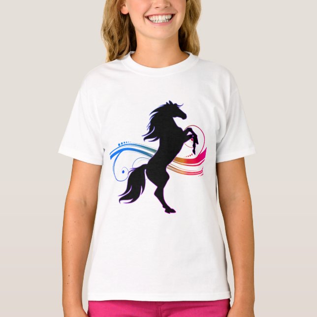 T-Shirt Coloré Cheval Elevage Girls (Devant)