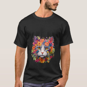 T-shirt Coloré Cute Chat Art Graphisme Femmes Homme Floral