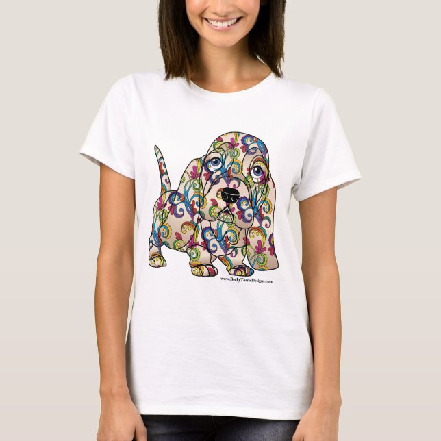 T-shirt coloré de Basset Hound (Devant)