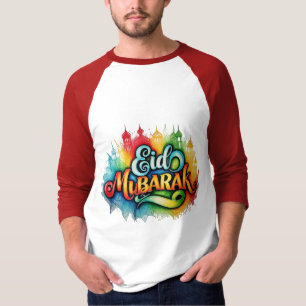 T-shirt coloré "EID MUBARAK" tiré à la main - Cele