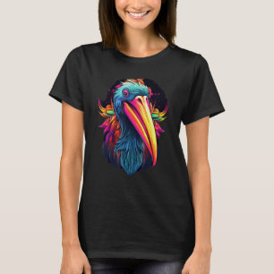 T-shirt Coloré Géométrique Pélican Oiseau Pop Animal