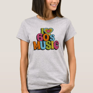 T-shirt Coloré J'aime la musique des années 60 pour les fa