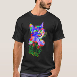T-shirt Coloré jaune vert bleu et violet champ de chat Da