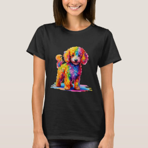 T-shirt Coloré mignon drôle Chien arc-en-ciel Poodle