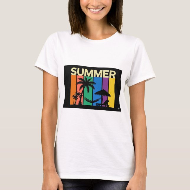 T-shirt coloré moderne d'été (Devant)