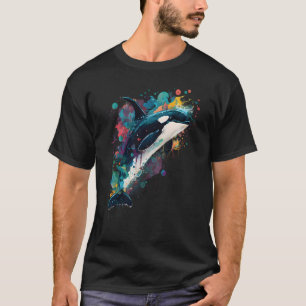 T-shirt Coloré mystique baleine orque observant dauphin po