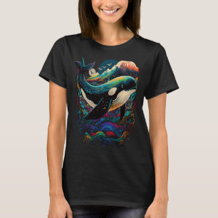T-shirt Coloré mystique baleine orque observant dauphin po