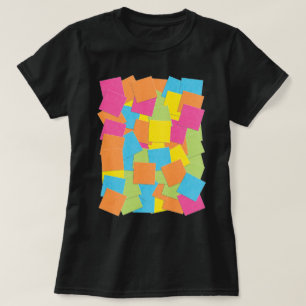 T-shirt Coloré Original Sticky Note Art Rose Orange Bleu