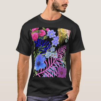 T-shirt Coloré Rétro Ferne Florale Bontanique Foliage