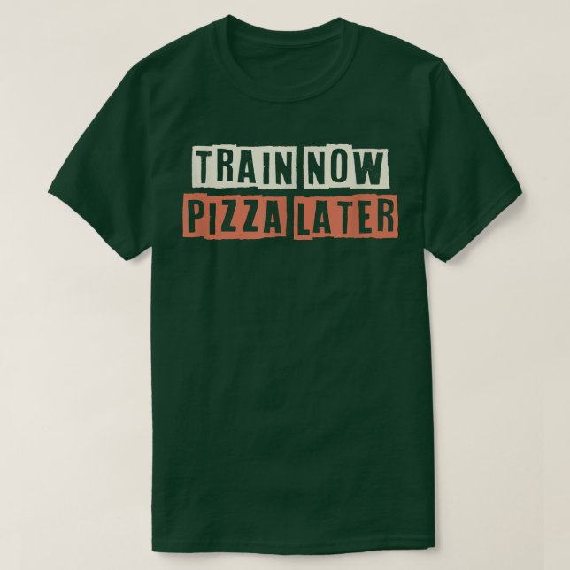 T-shirt Coloré Retro Funny Train Maintenant Pizza Plus Tar (Design devant)
