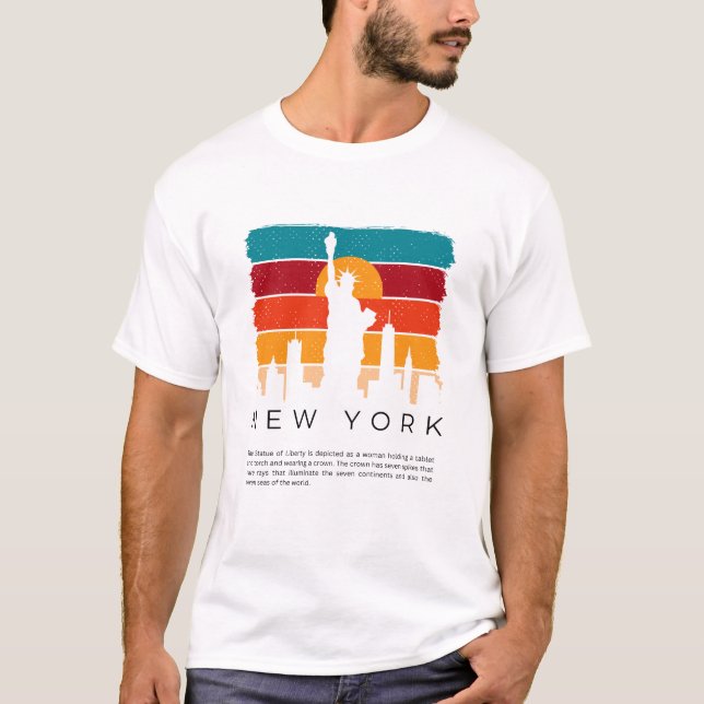T-shirt Coloré Retro New York (Devant)