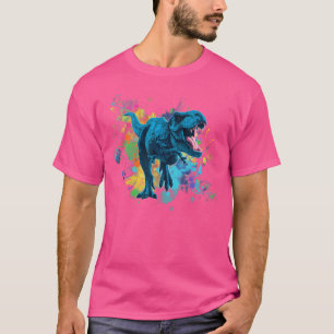 T-shirt Coloré Retro T Rex Dinosaur Équipement Pour Hommes