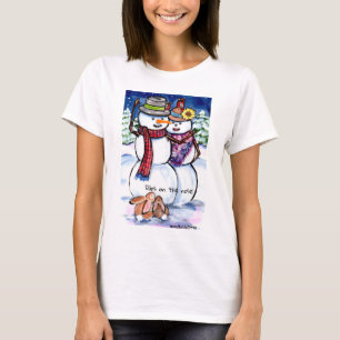 T-shirt Coloré Snowman & Lapin lapins Carotte Drôle Noë