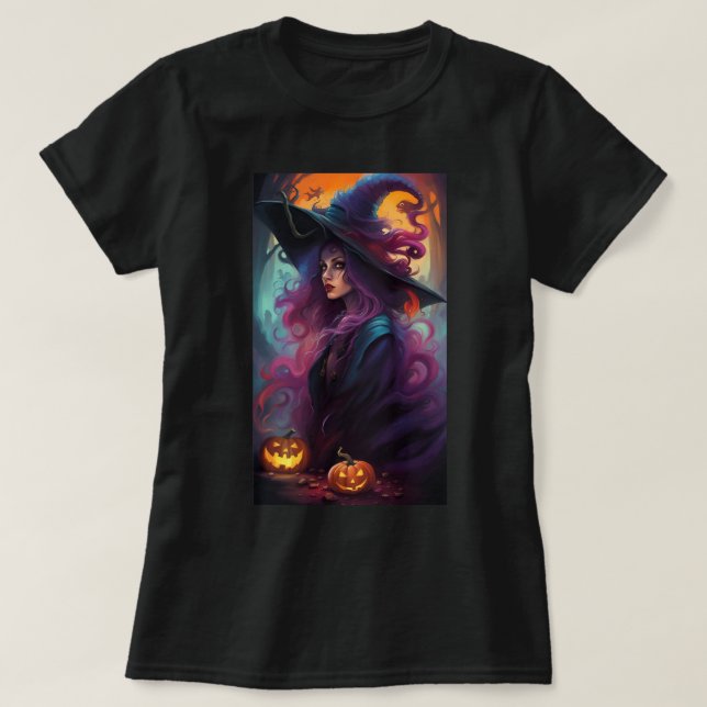 T-shirt coloré Sorcière rétro (Design devant)
