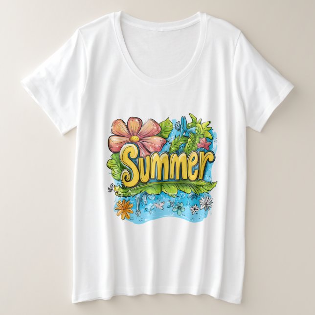 T-shirt coloré Tropical "Summer" (Design devant)