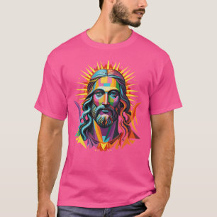 T-shirt Coloré Vibrant Psychédélique Jésus Christian Hippi