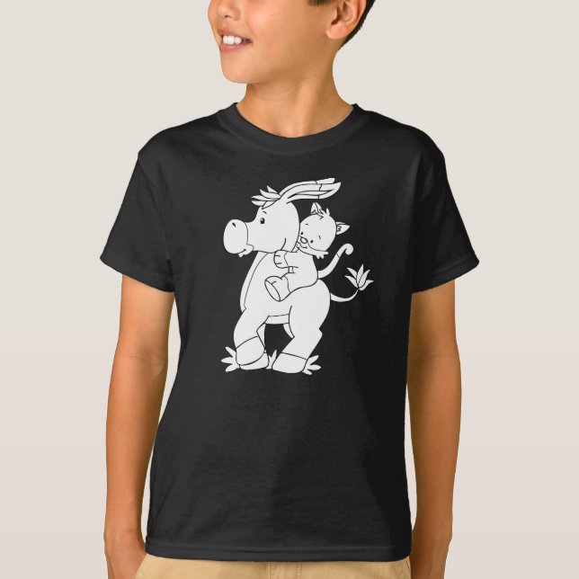 T-shirt Colorez-moi âne et Kitty (Devant)