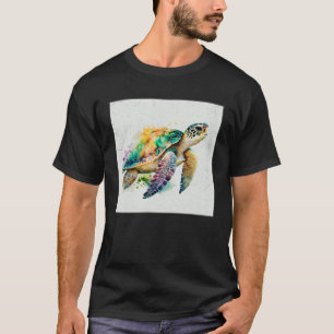 T-shirt Colorf de peinture de tortue de mer mignonne