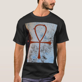 T-shirt colorfield blanc bleu avec la corrosion et le Dr.