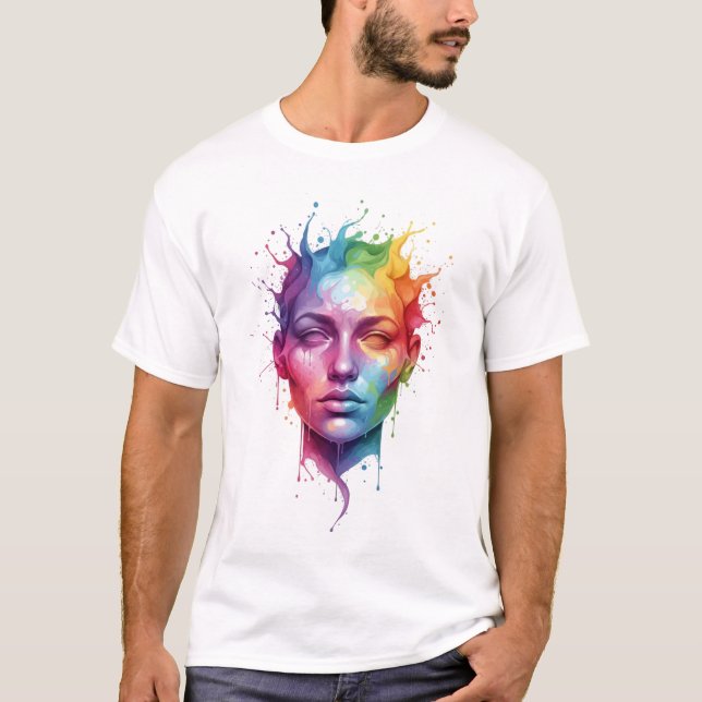 T-shirt Colorful Abstract Face Art design (Devant)