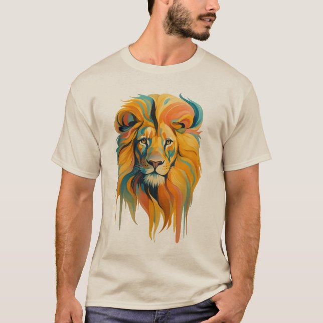 T-shirt Colorful Abstract Lion Art –Bold & Majestic Design (Devant)