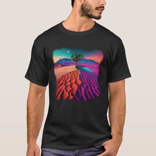 T-shirt Colorful and Surreal Desert Landscape Artwork (Devant)