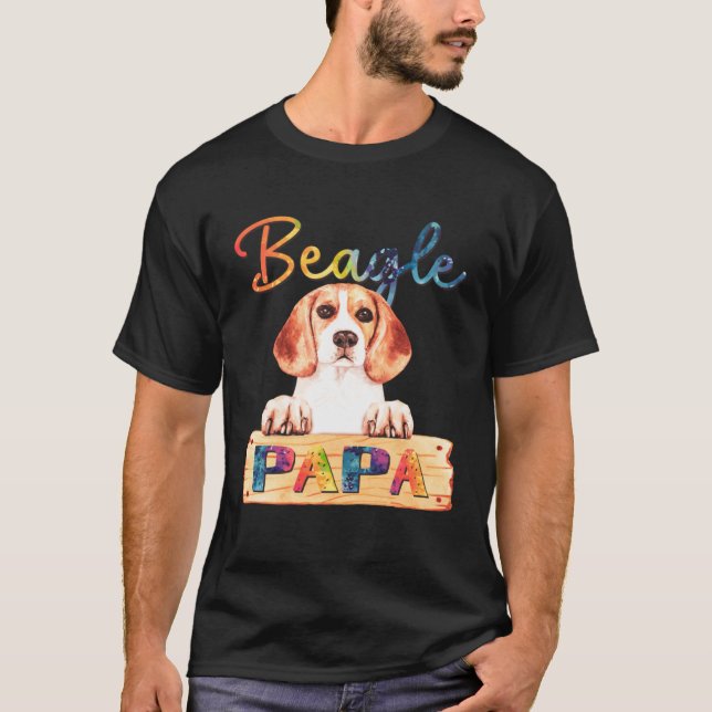T-shirt Colorful Beagle Papa  Dog Dad (Devant)