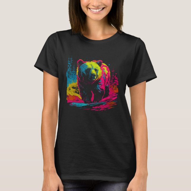 T-shirt Colorful Bear Face Spirit Animal (Devant)