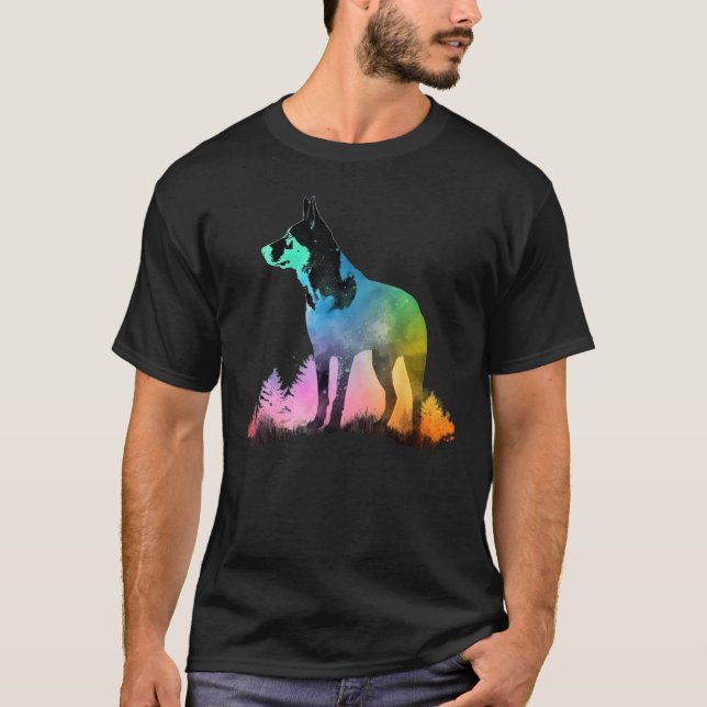 T-shirt Colorful Blue Heeler Nature Australian Cattle Dog  (Devant)
