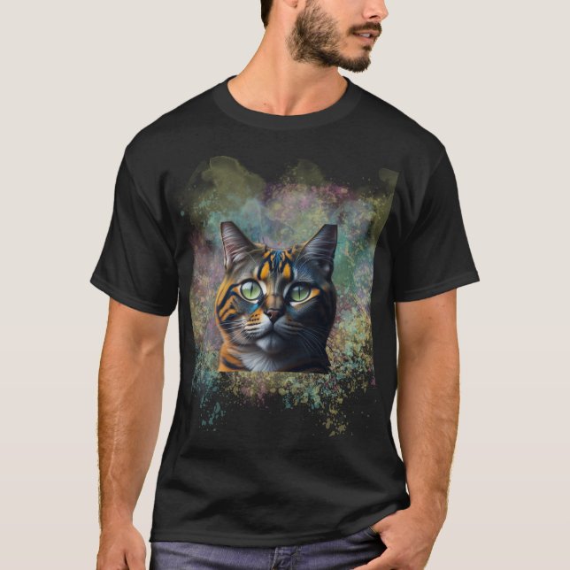 T-shirt Colorful Cat Art Design (Devant)