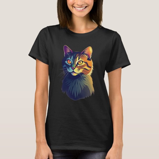 T-shirt Colorful cat shirt embodies creativity and eleganc (Devant)