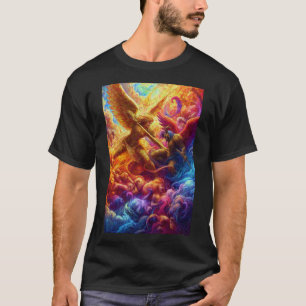 T-shirt Colorful Celestial Conflict Peinture Abstraite
