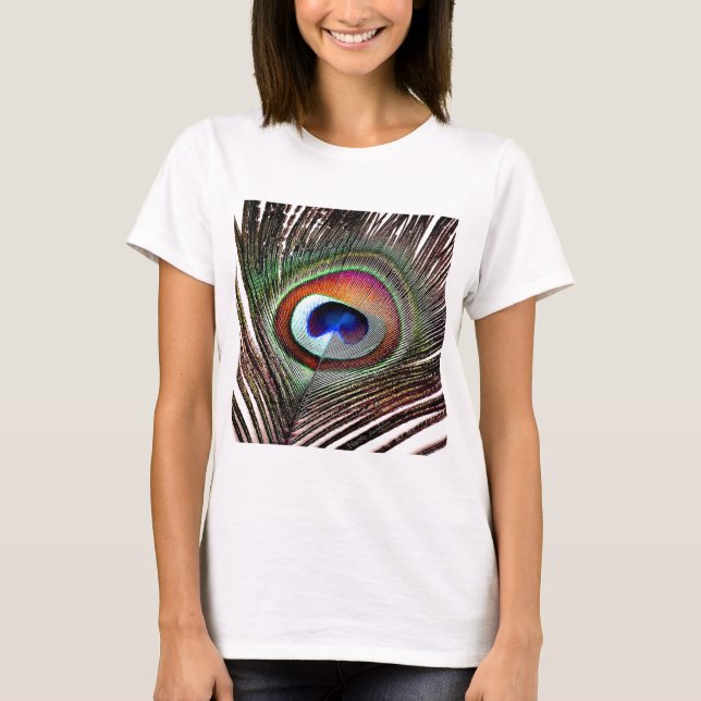 T-shirt Colorful Copper Peacock Feather (Devant)