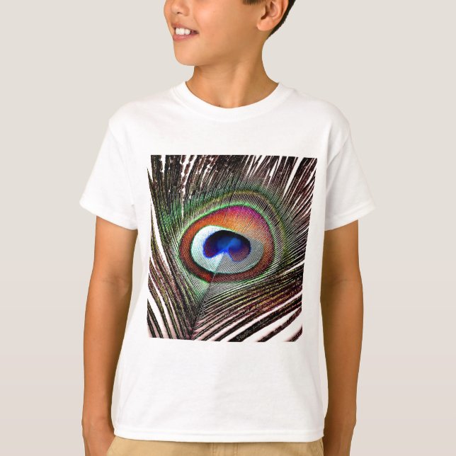 T-shirt Colorful Copper Peacock Feather (Devant)