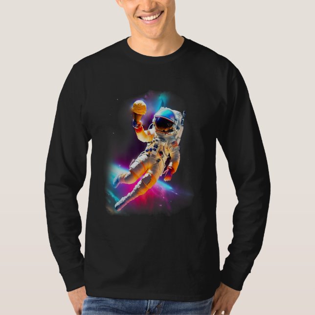 T-shirt Colorful Cosmic Ice Cream Astronaut (Devant)