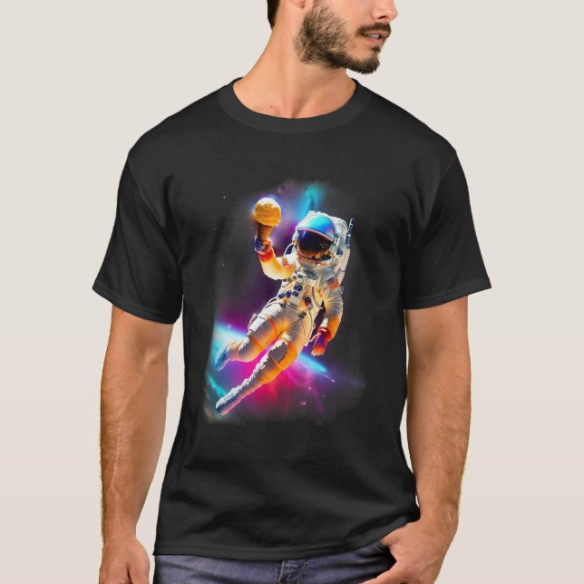 T-shirt Colorful Cosmic Ice Cream Astronaut (Devant)