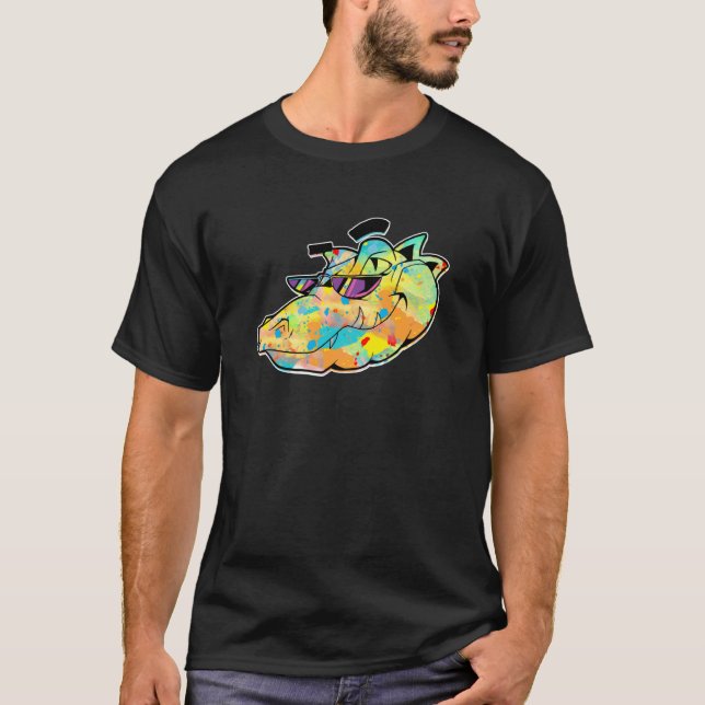 T-shirt Colorful Crocodile Head Wildlife Reptile Alligator (Devant)