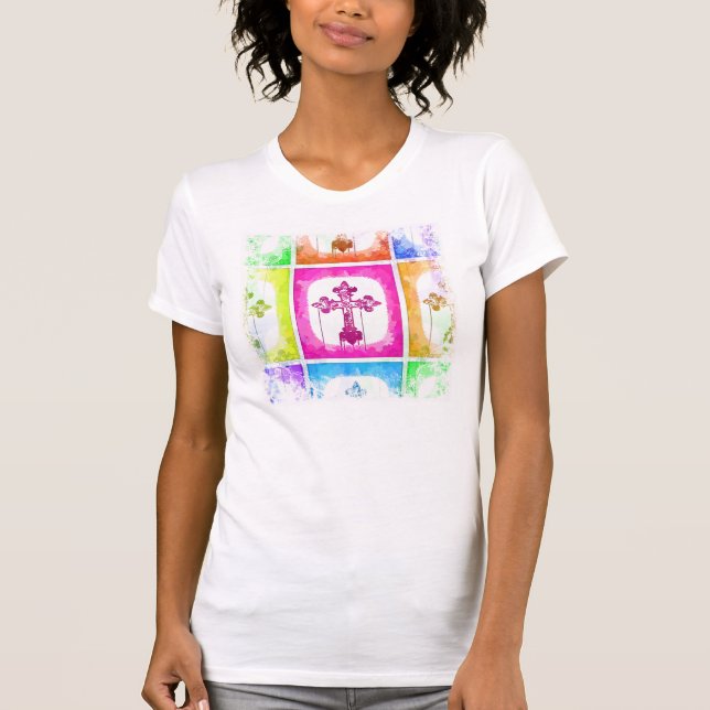 T-shirt Colorful Crosses Christian Pop Art Collage (Devant)