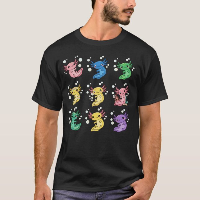 T-shirt Colorful Cute Axolotl Pattern Art (Devant)