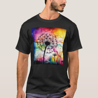 T-shirt Colorful dandelion watercolor optics blowball