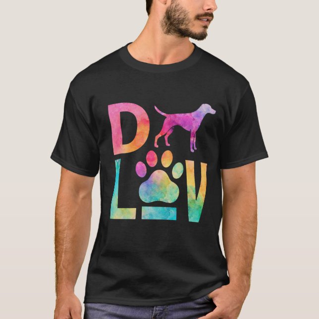 T-shirt Colorful Dog Love Paw Watercolor Art (Devant)