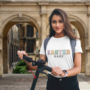 T-shirt Colorful Easter Babe Varsity Style Text on White