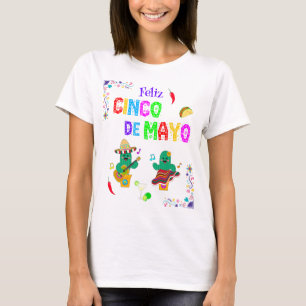 T-shirt Colorful Festive Cinco de Mayo 2025 Dancing Cactus